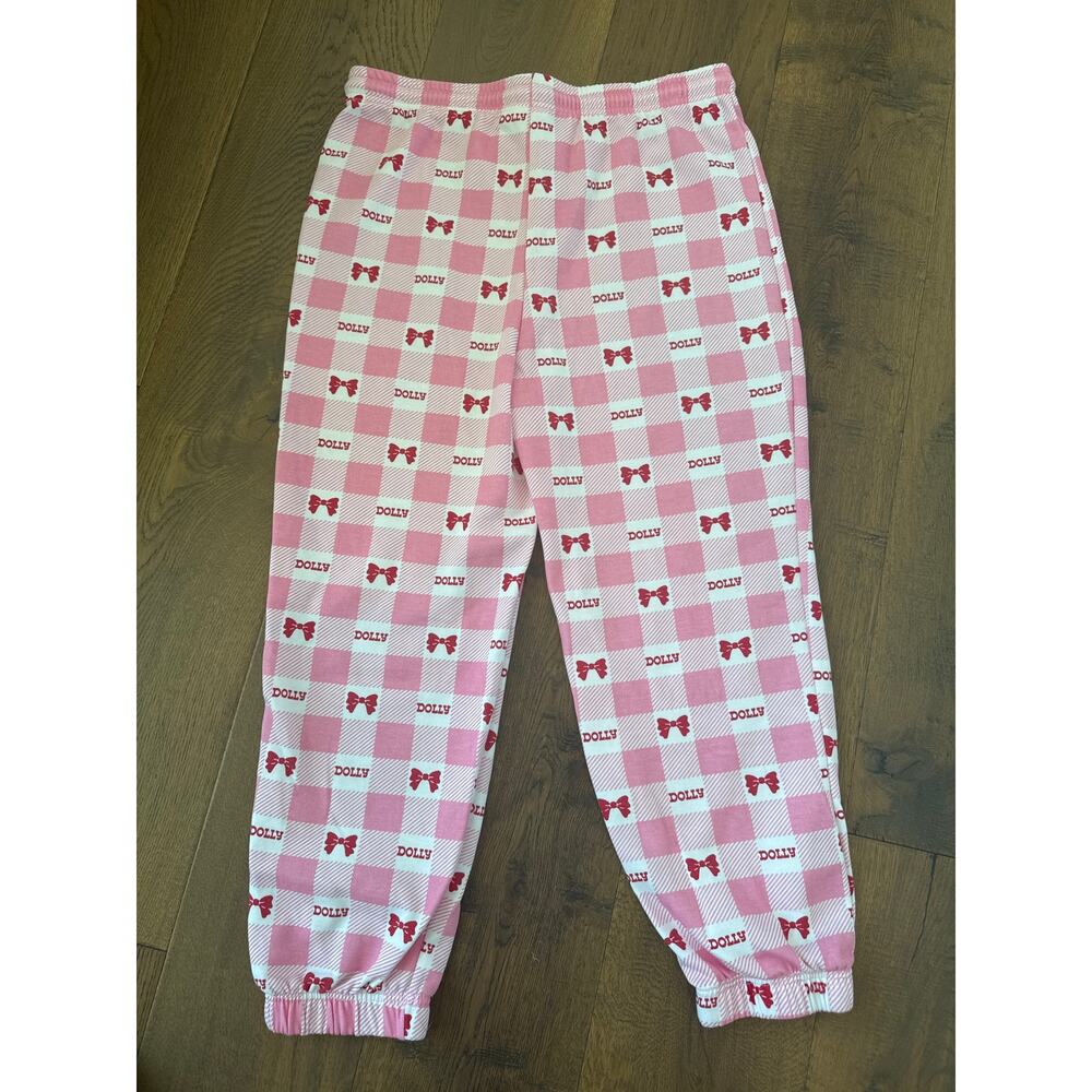 Dolly Parton Cozy Pink Gingham Bow Print Jogger Pajamas Size XXL Women - Picture 2 of 6